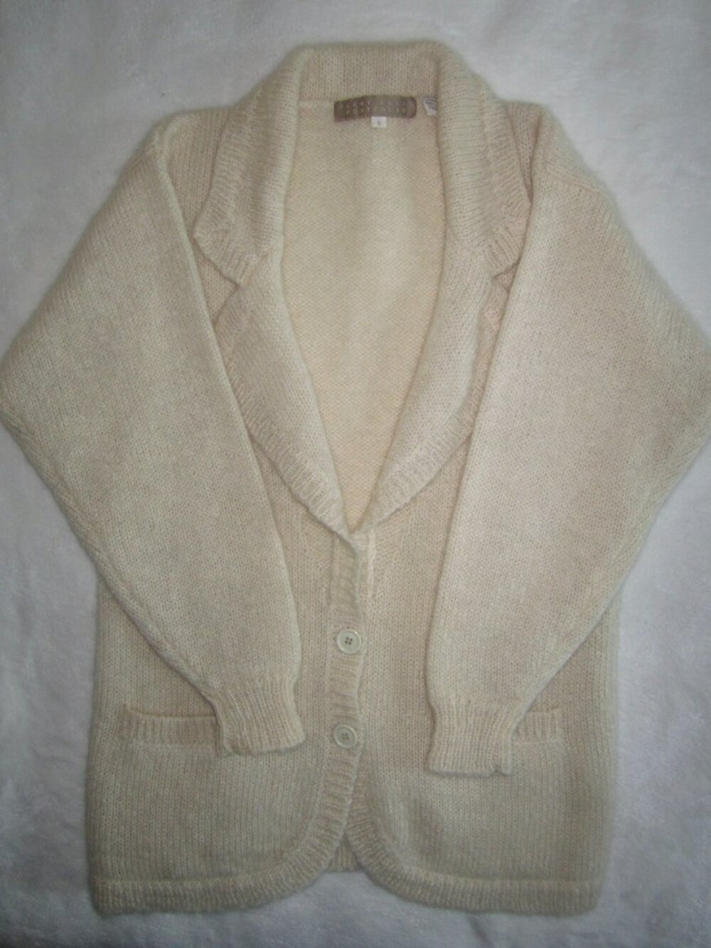 Vintage PERRY ELLIS Portfolio 100% Mohair V-Neck Cardigan Sweater 80's Small